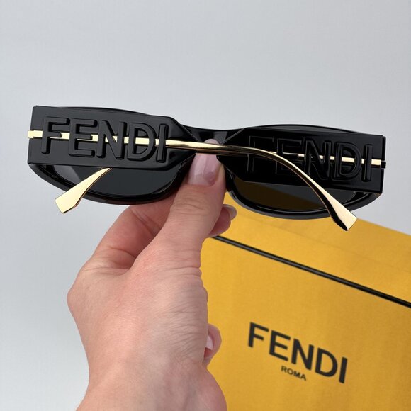 Fendi FE40120I 01A SHADOW Men BRAND NEW Sunglasses Oval Black Smoke Grey - Picture 8 of 11